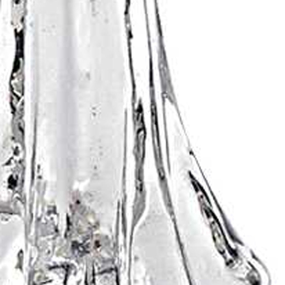 10" Mouth Blown Clear Glass Christmas Tree Sculpture