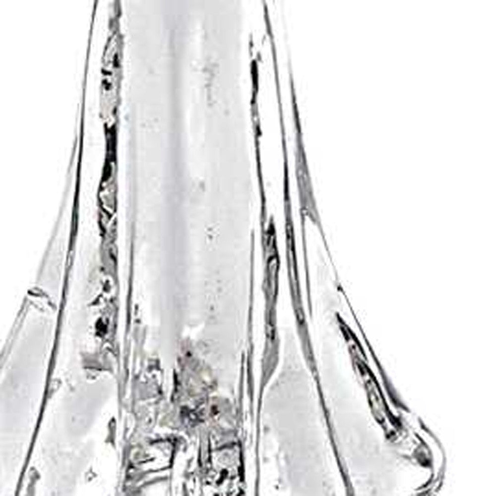 10" Mouth Blown Clear Glass Christmas Tree Sculpture