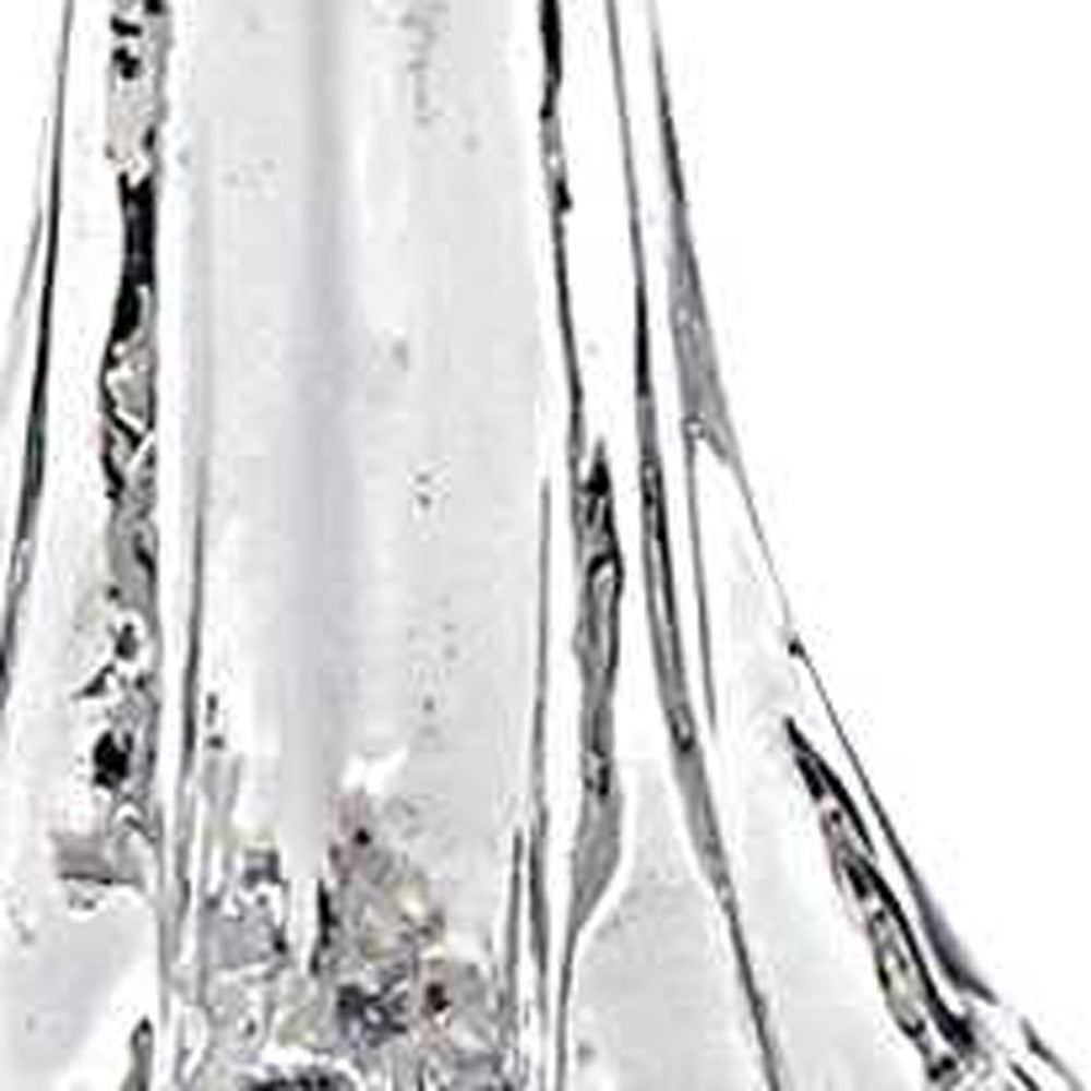 12" Mouth Blown Clear Glass Christmas Tree Sculpture