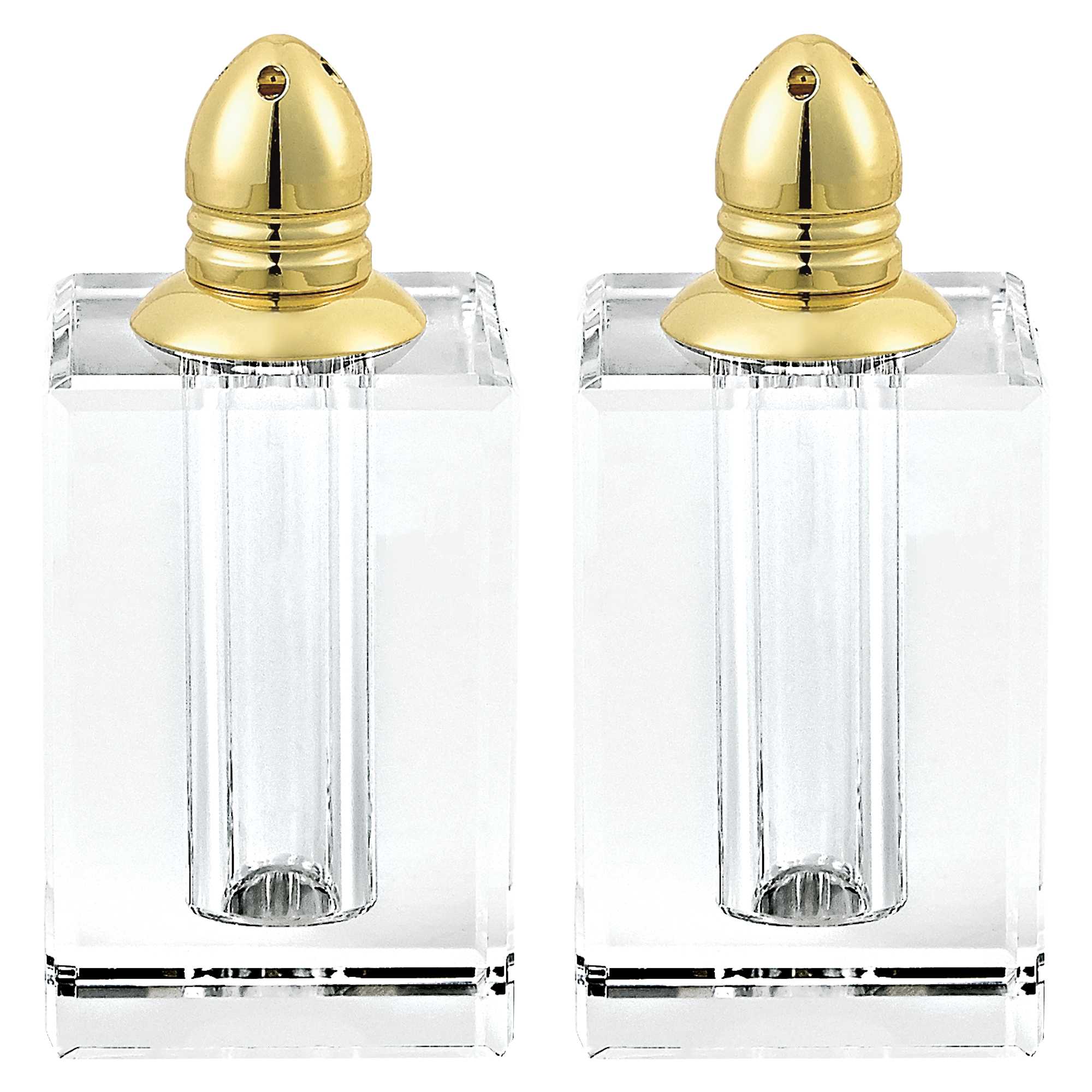 LuxxHomes  Handcrafted Optical Crystal And Gold Large Size Salt And Pepper Shakers