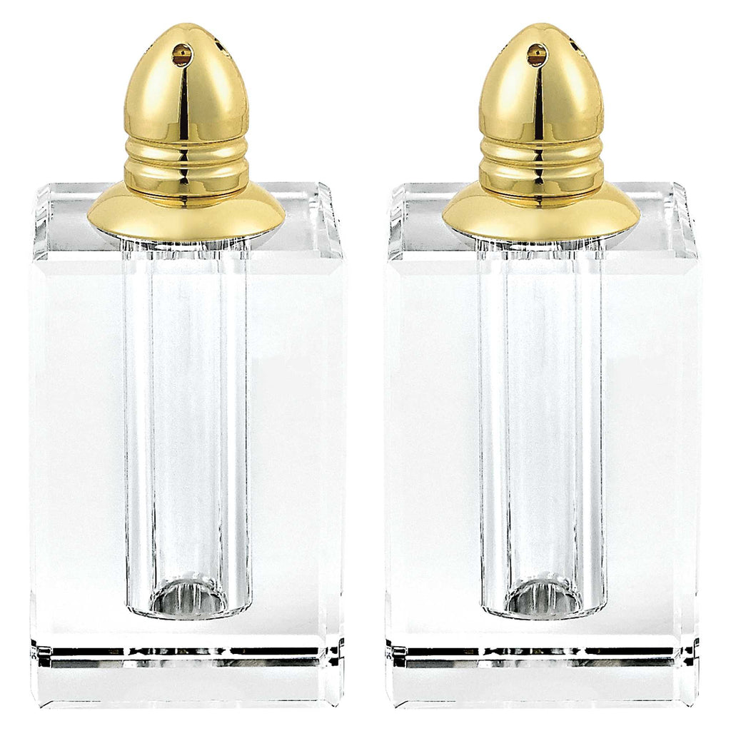 LuxxHomes  Handcrafted Optical Crystal And Gold Large Size Salt And Pepper Shakers