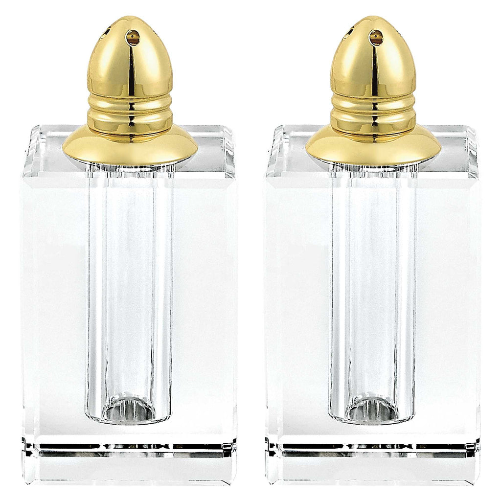 LuxxHomes  Handcrafted Optical Crystal And Gold Large Size Salt And Pepper Shakers