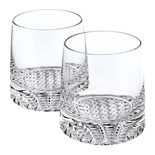 LuxxHomes  Mouth Blown European Crystal Whiskey Set 4 Pc Rocks Or Dof Set