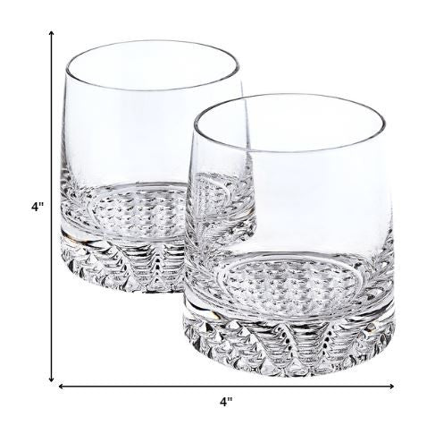 LuxxHomes  Mouth Blown European Crystal Whiskey Set 4 Pc Rocks Or Dof Set