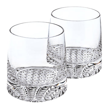 LuxxHomes  Mouth Blown European Crystal Whiskey Set 4 Pc Rocks Or Dof Set