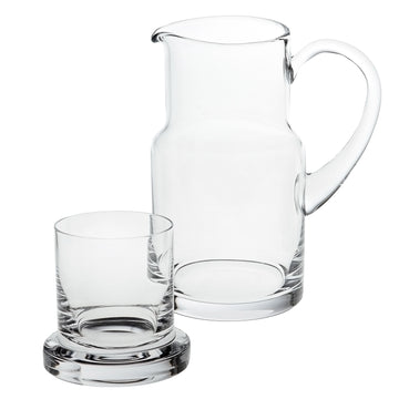 LuxxHomes  8 Mouth Blown Glass 2 Pc Bedside Or Desktop Carafe Set  24 Oz