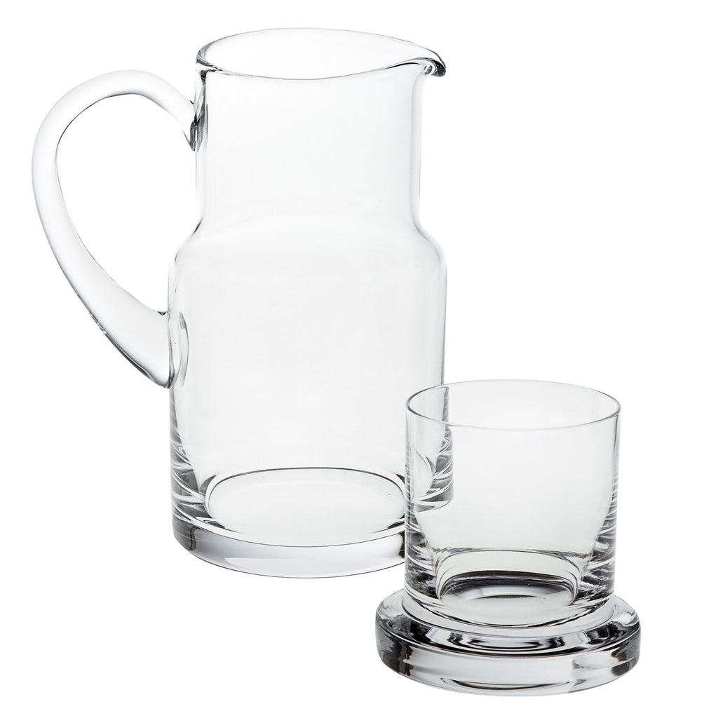 LuxxHomes  8 Mouth Blown Glass 2 Pc Bedside Or Desktop Carafe Set  24 Oz