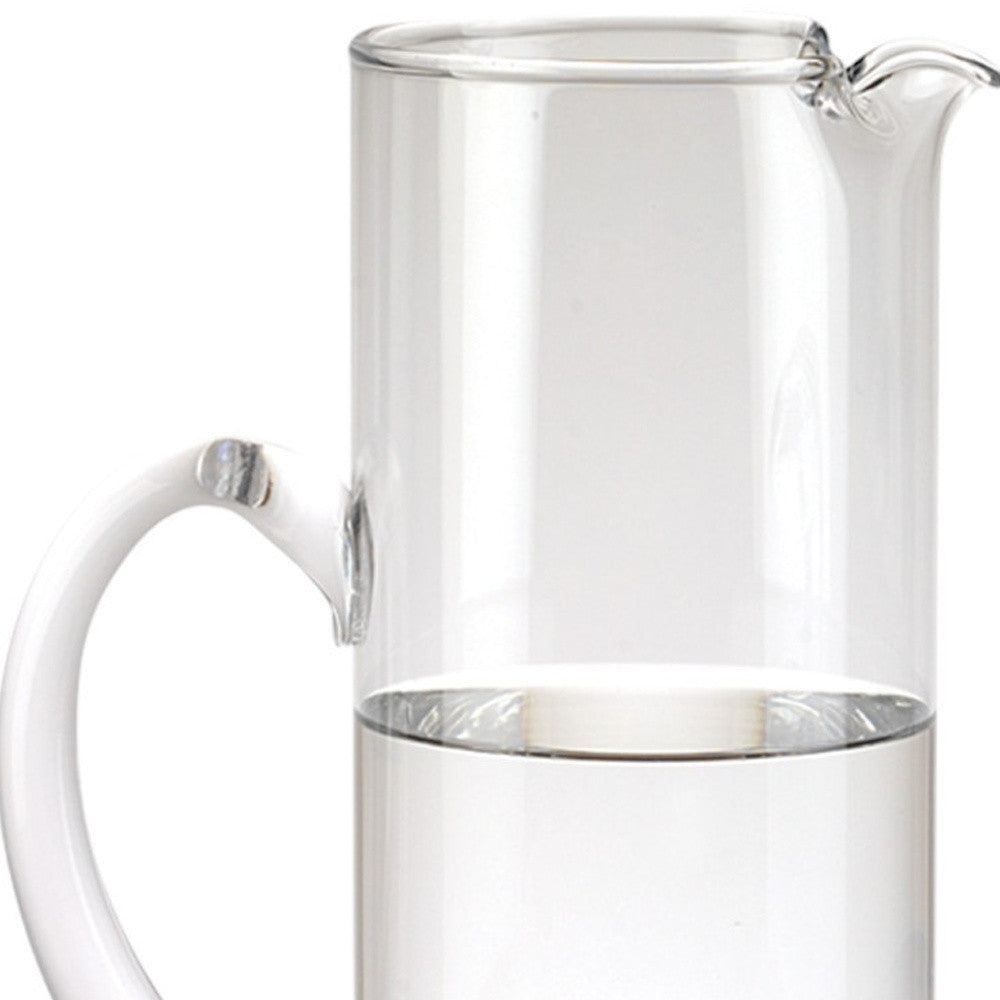 10" Clear Mouth Blown Lead Free Crystal Glass Pitcher