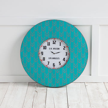 LuxxHomes  4" Circle Teal Blue Wood Analog Wall Clock