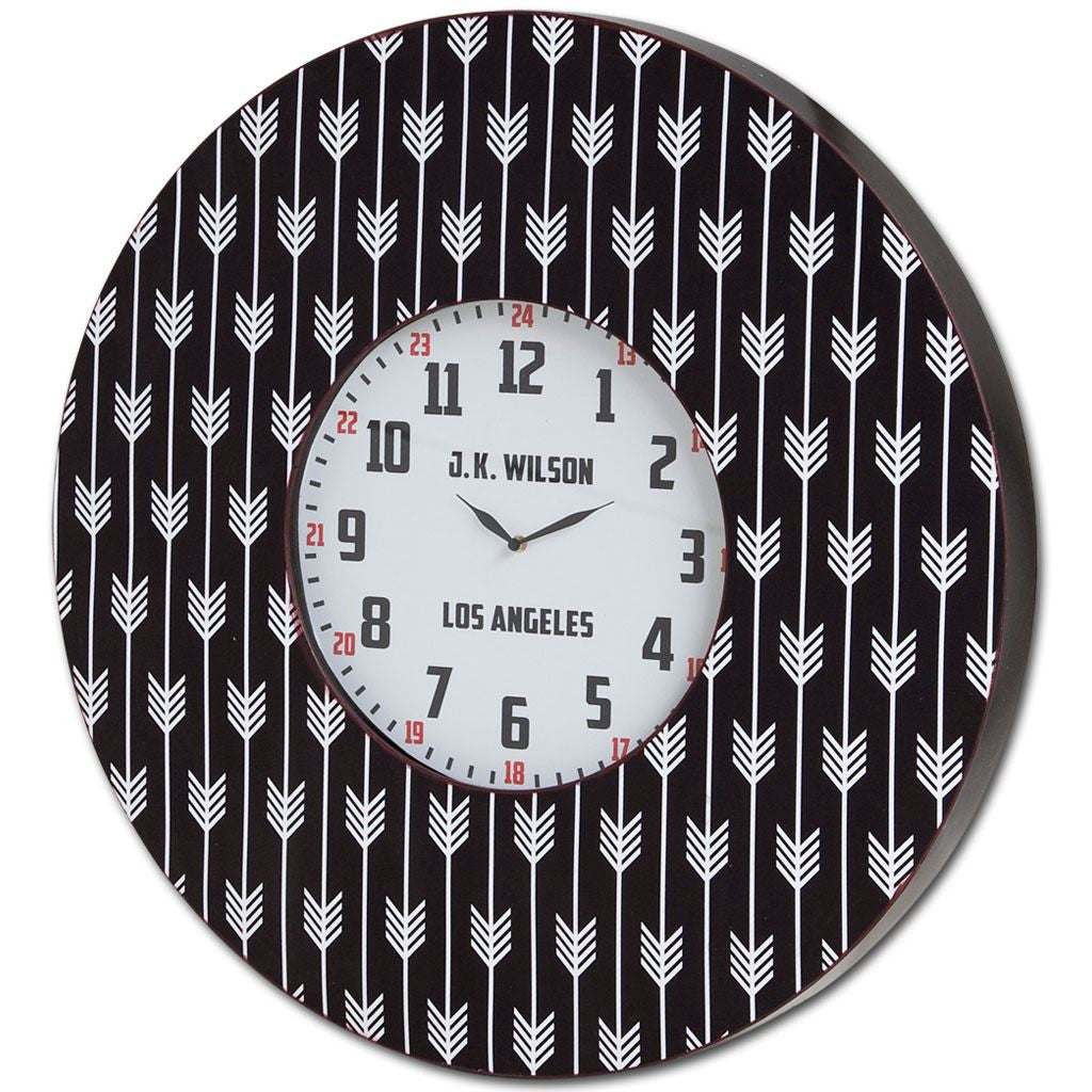 LuxxHomes  4" Circle Black And White Wood Analog Wall Clock