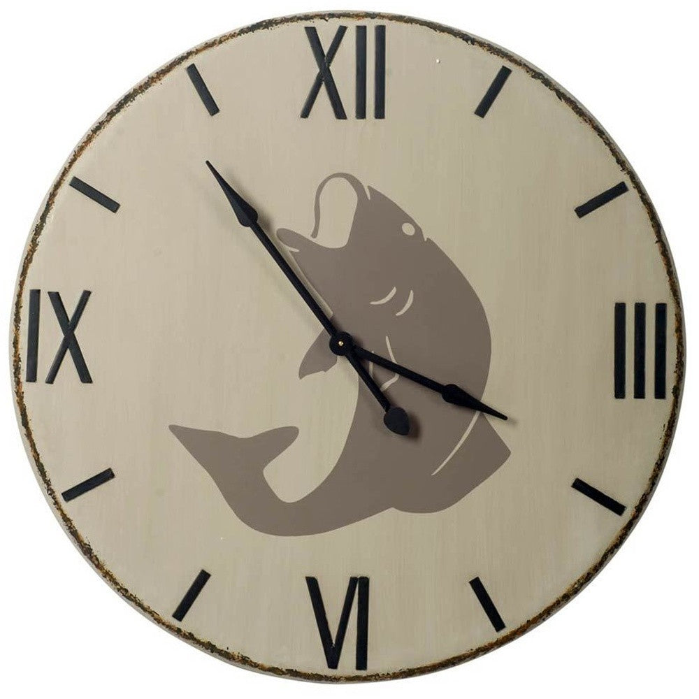 LuxxHomes  3" Circle Black Wood Analog Wall Clock