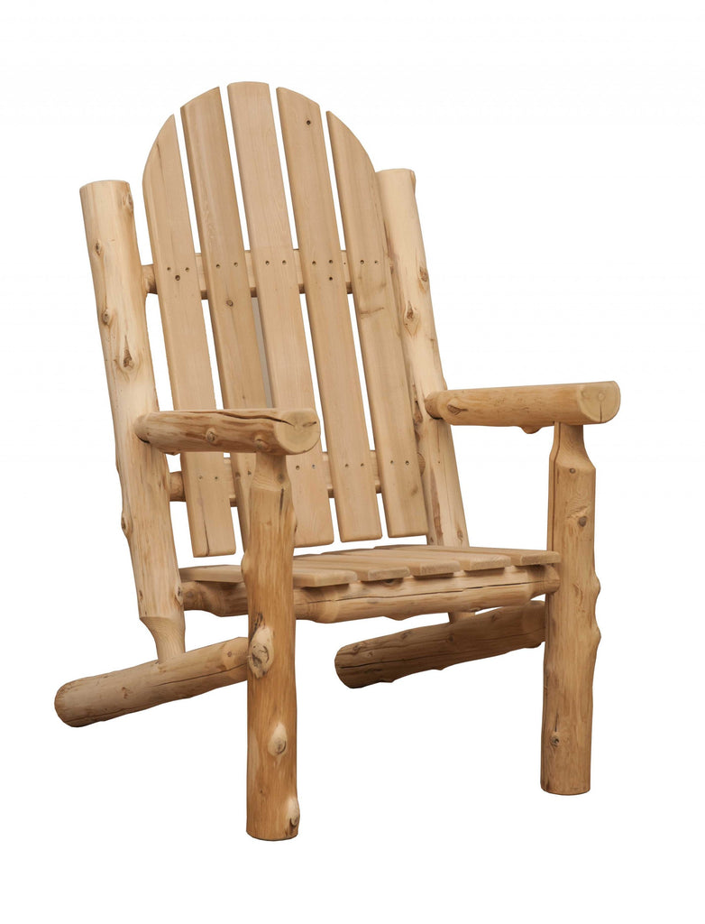 LuxxHomes  27" Natural Solid Wood Indoor Outdoor Arm Chair