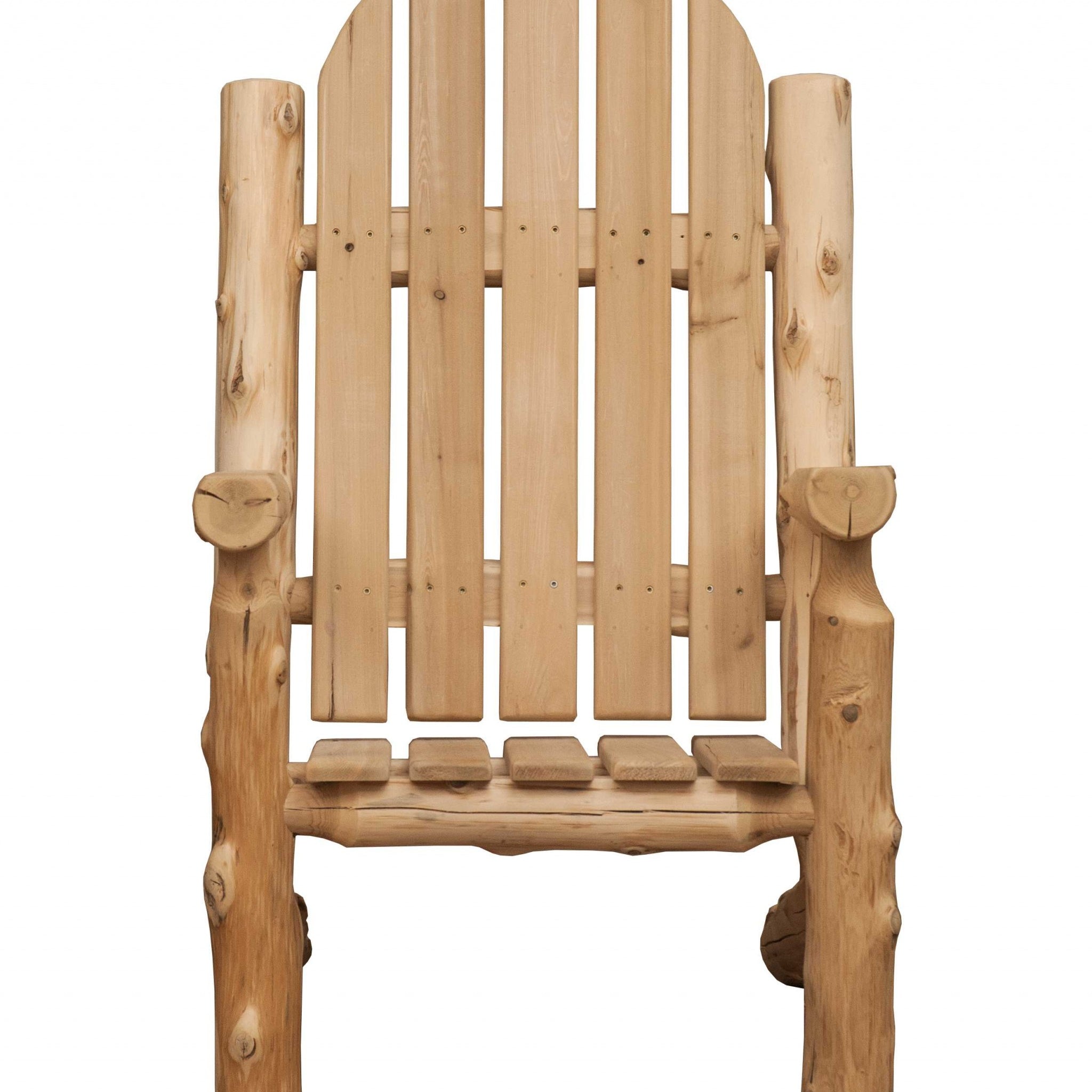 LuxxHomes  27" Natural Solid Wood Indoor Outdoor Arm Chair