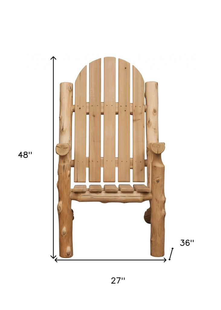 LuxxHomes  27" Natural Solid Wood Indoor Outdoor Arm Chair