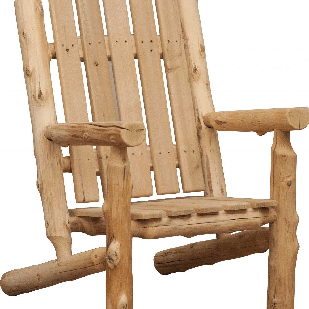 LuxxHomes  27" Natural Solid Wood Indoor Outdoor Arm Chair