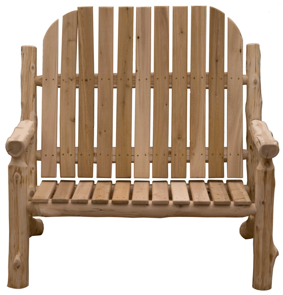 LuxxHomes  48" Natural Solid Wood Indoor Outdoor Arm Chair