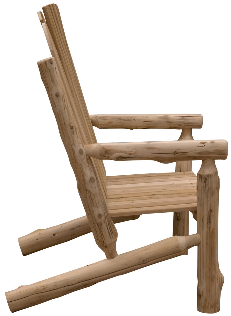 LuxxHomes  48" Natural Solid Wood Indoor Outdoor Arm Chair