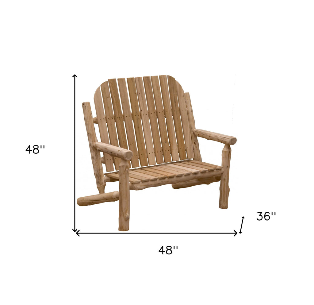 LuxxHomes  48" Natural Solid Wood Indoor Outdoor Arm Chair