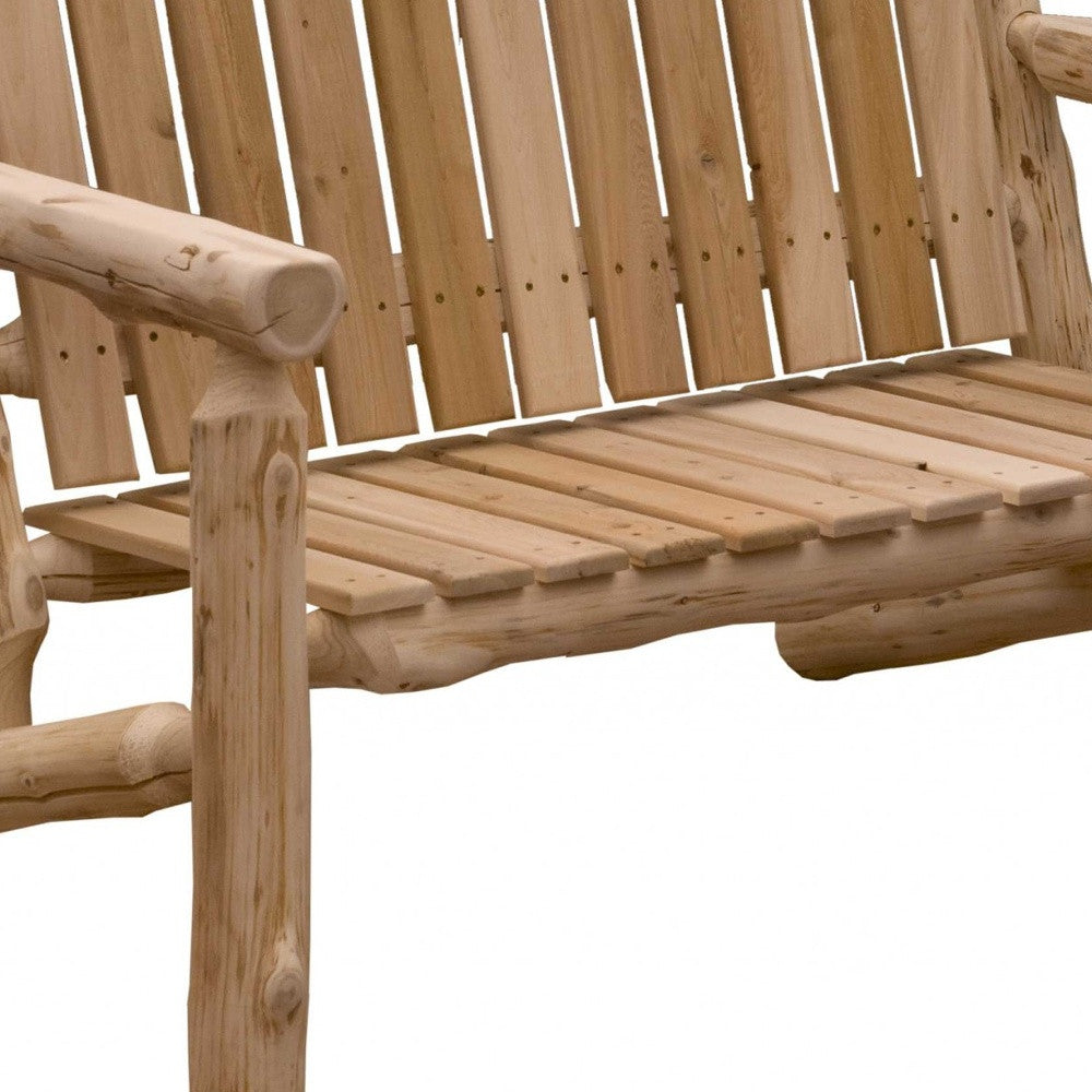 LuxxHomes  48" Natural Solid Wood Indoor Outdoor Arm Chair