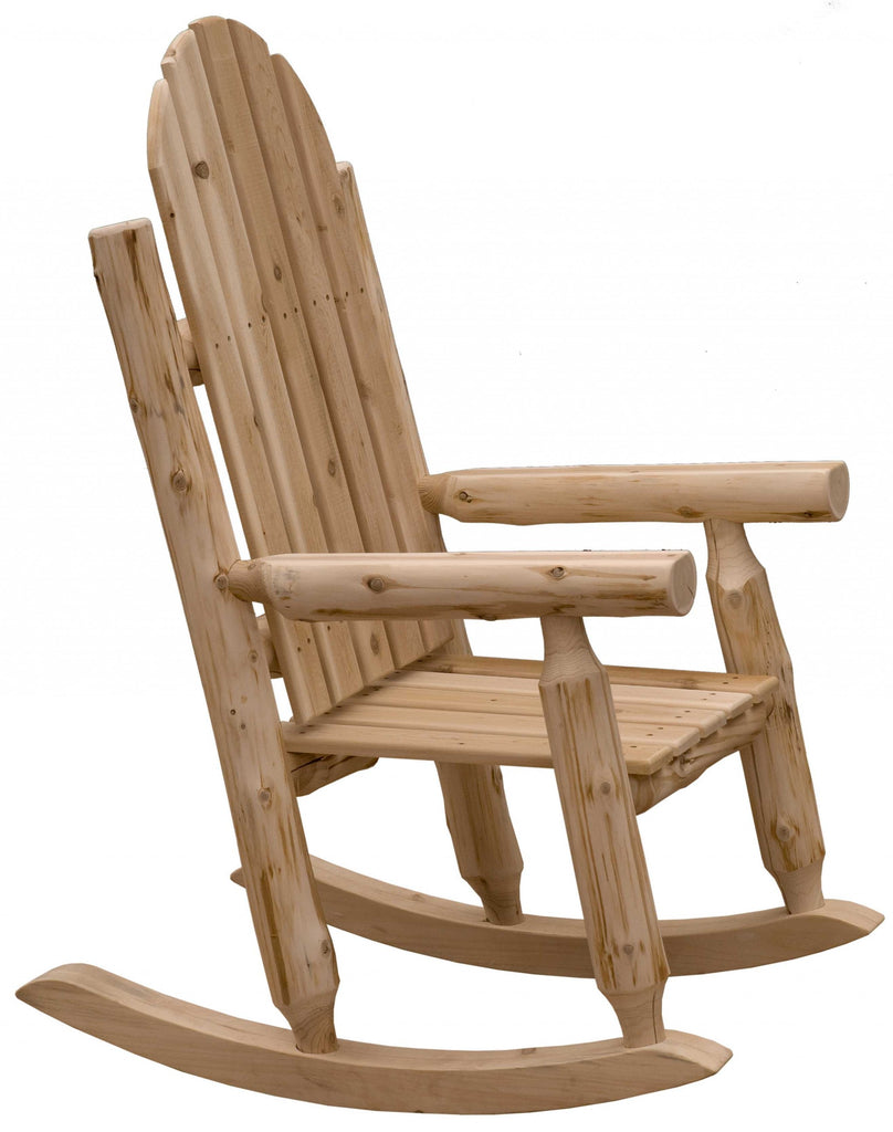 LuxxHomes  27" Natural Wood Solid Wood Indoor Outdoor Rocking Chair