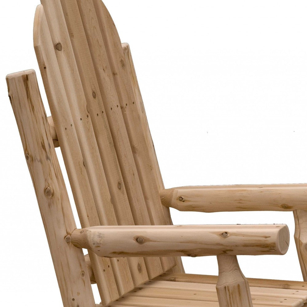 LuxxHomes  27" Natural Wood Solid Wood Indoor Outdoor Rocking Chair