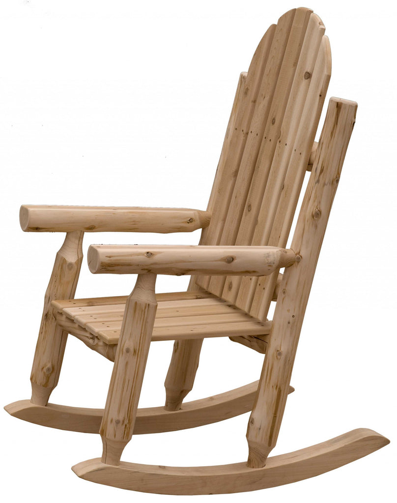 LuxxHomes  27" Natural Wood Solid Wood Indoor Outdoor Rocking Chair