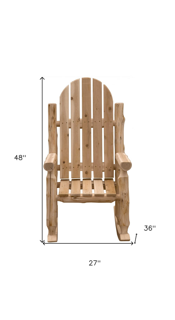 LuxxHomes  27" Natural Wood Solid Wood Indoor Outdoor Rocking Chair