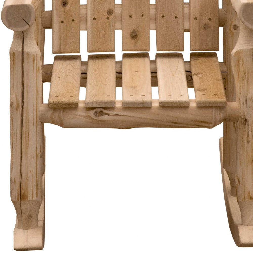 LuxxHomes  27" Natural Wood Solid Wood Indoor Outdoor Rocking Chair