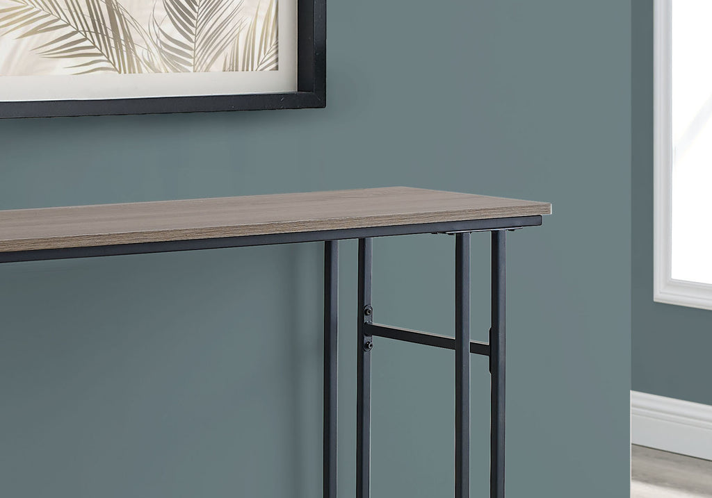 47" Gray and Black Frame Console Table With Shelves