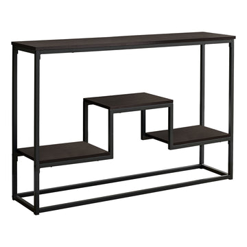 48" Brown and Black Frame Console Table With Shelves