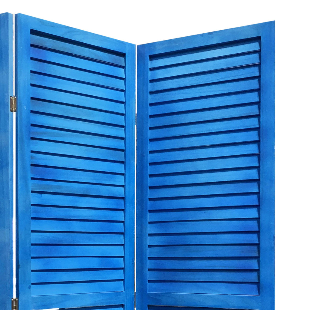 3 Panel Light Blue Shutter Screen Room Divider