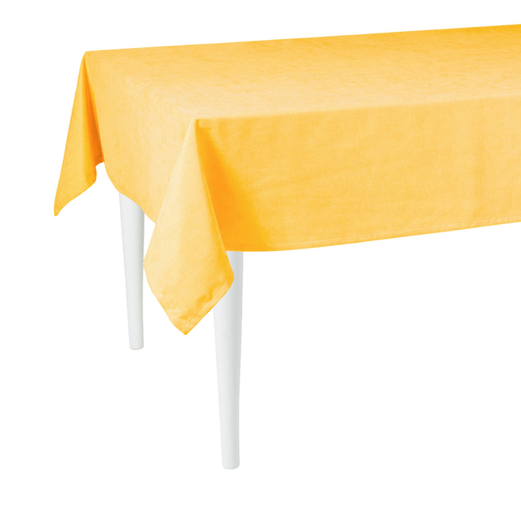 LuxxHomes  104" Merry Christmas Rectangle Tablecloth In  Yellow