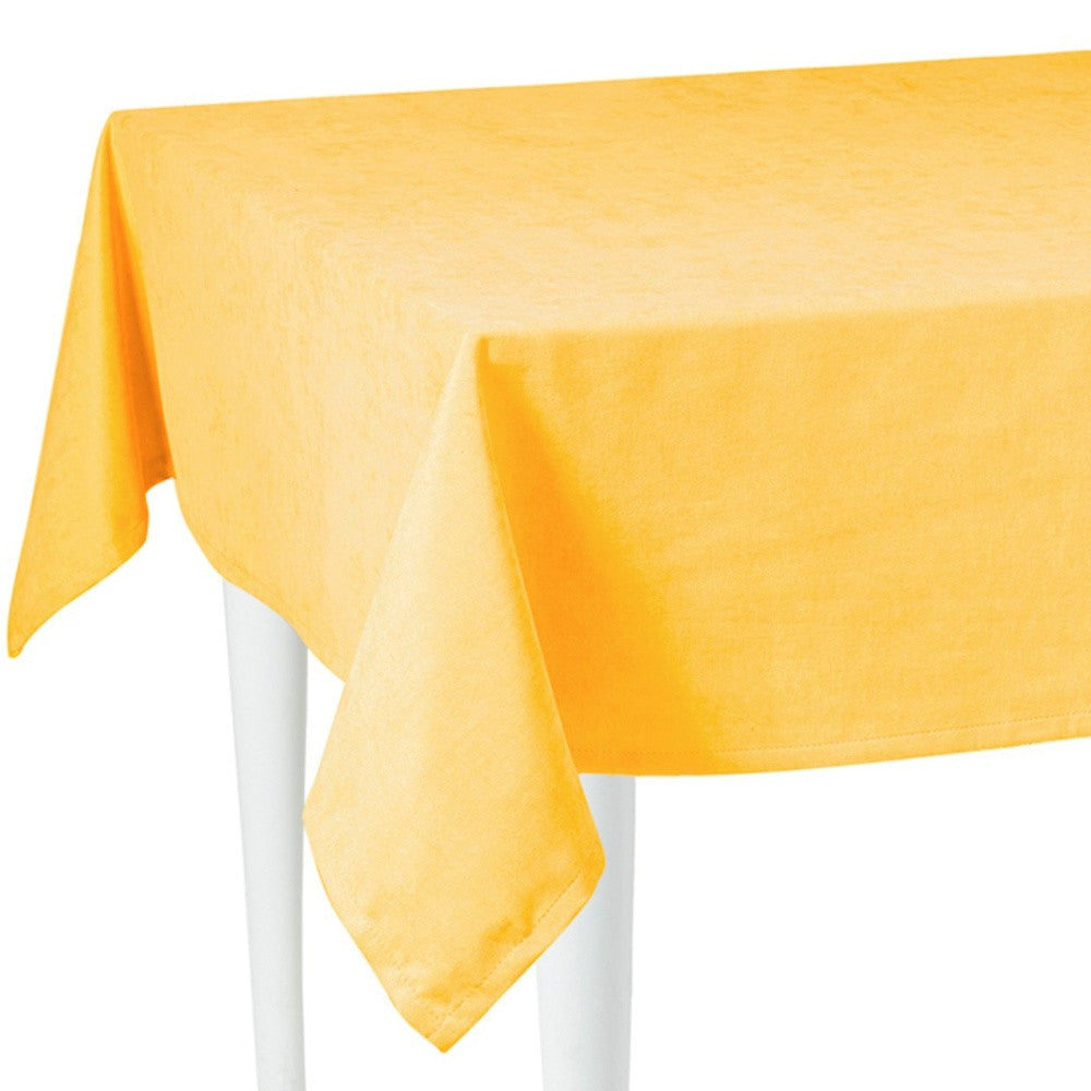 LuxxHomes  104" Merry Christmas Rectangle Tablecloth In  Yellow