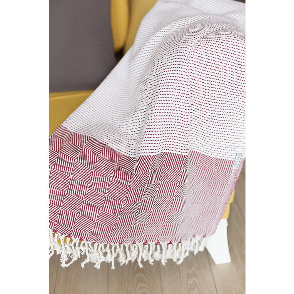 LuxxHomes  70" Turkish Cotton Handwoven Throw Blankets In Red