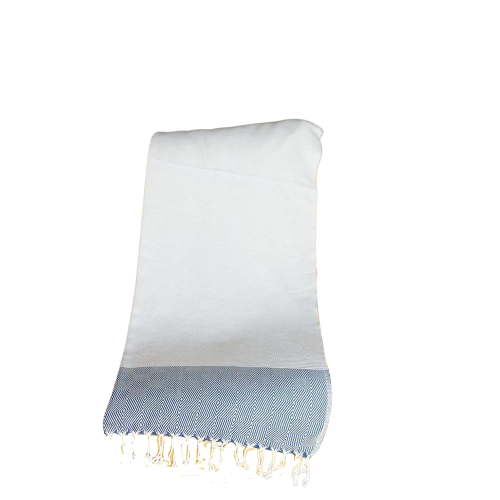 LuxxHomes  Blue And White Squares And Stripes Turkish Towel Or Throw Blanket