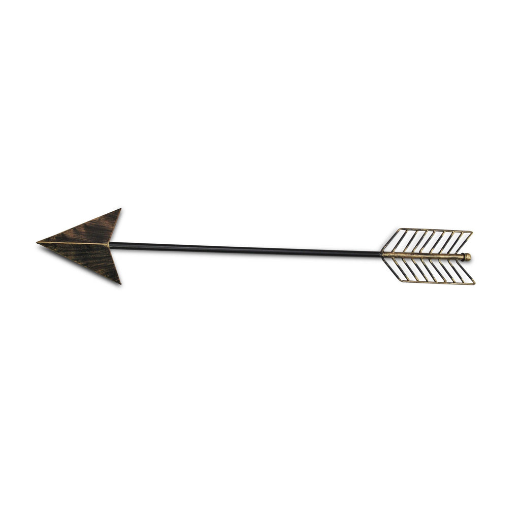 Burnished Dark Brown And Gold Tone Metal Arrow Wall Decor