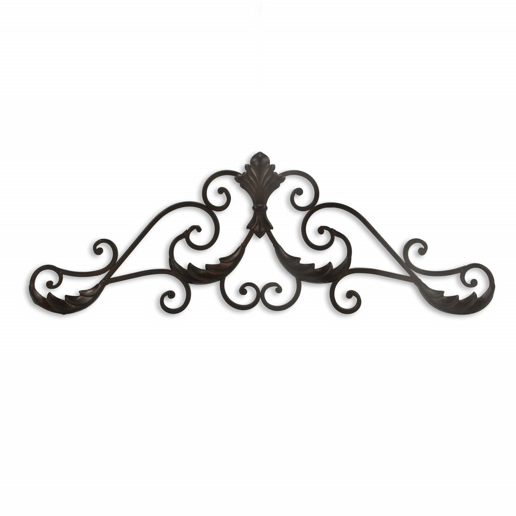 32" Rustic Brown Metal Scroll Wall Decor