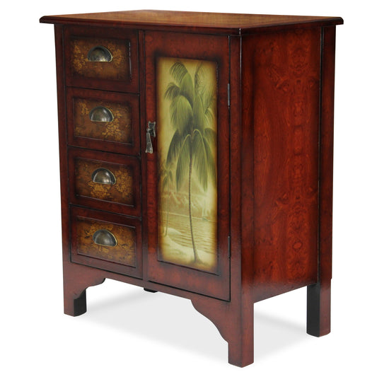 Golden Palm Tree Accent Cabinet