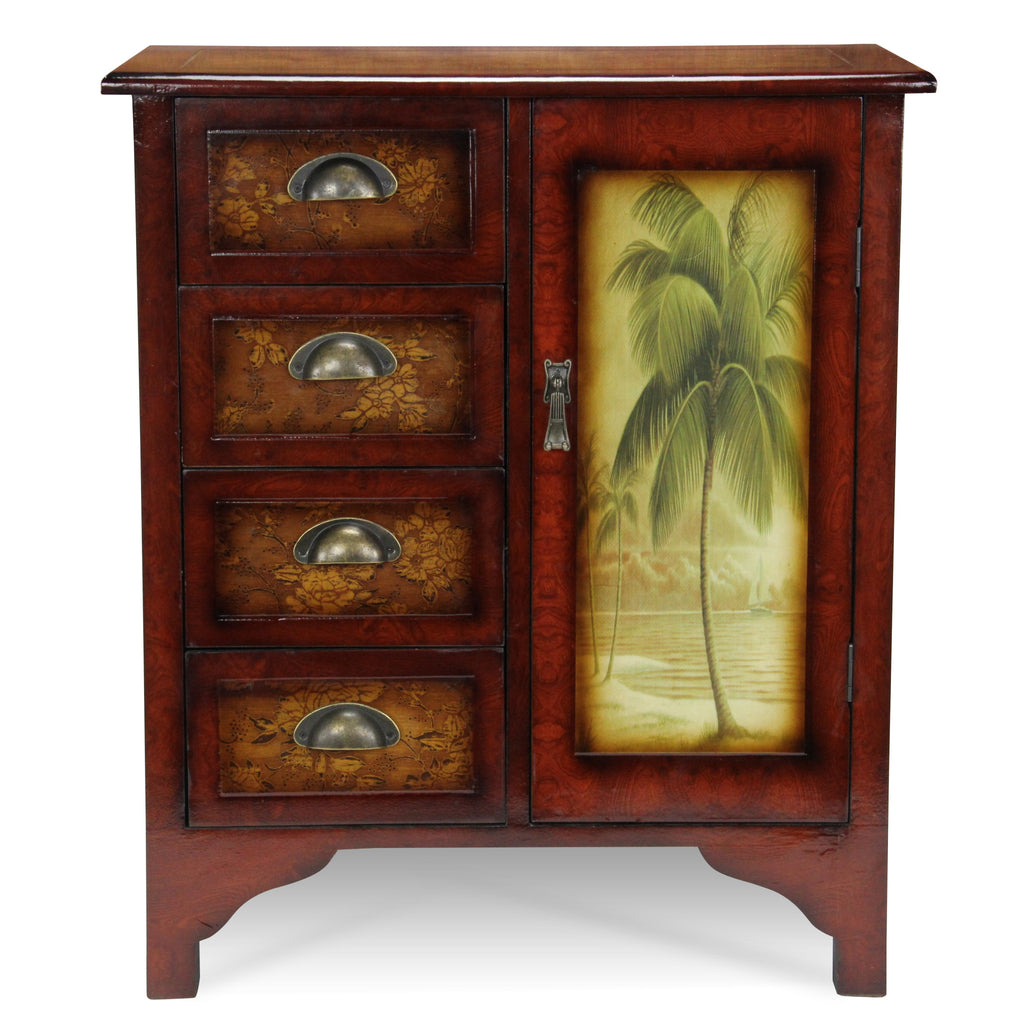 Golden Palm Tree Accent Cabinet