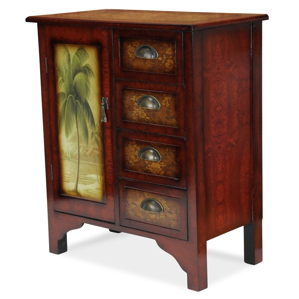 Golden Palm Tree Accent Cabinet