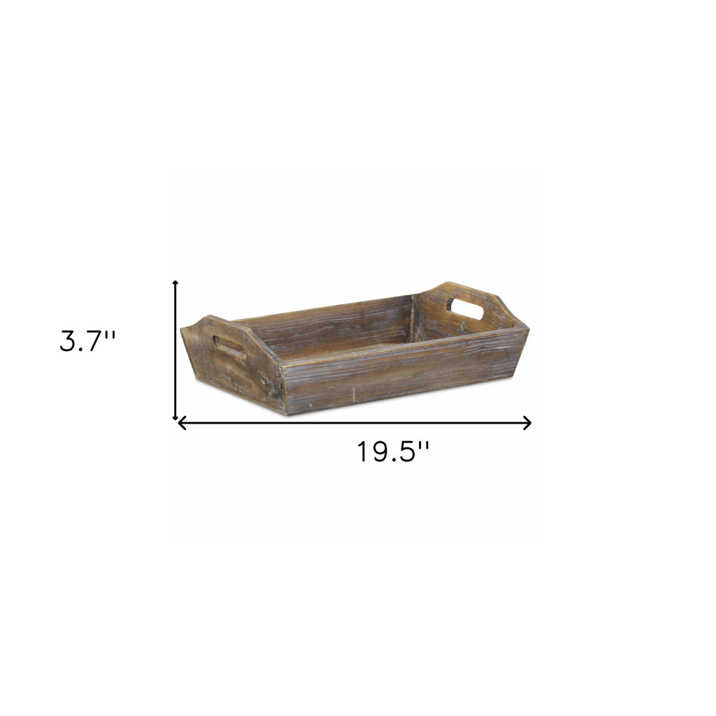 Dark Brown Finish Wood Serving Tray With Handles