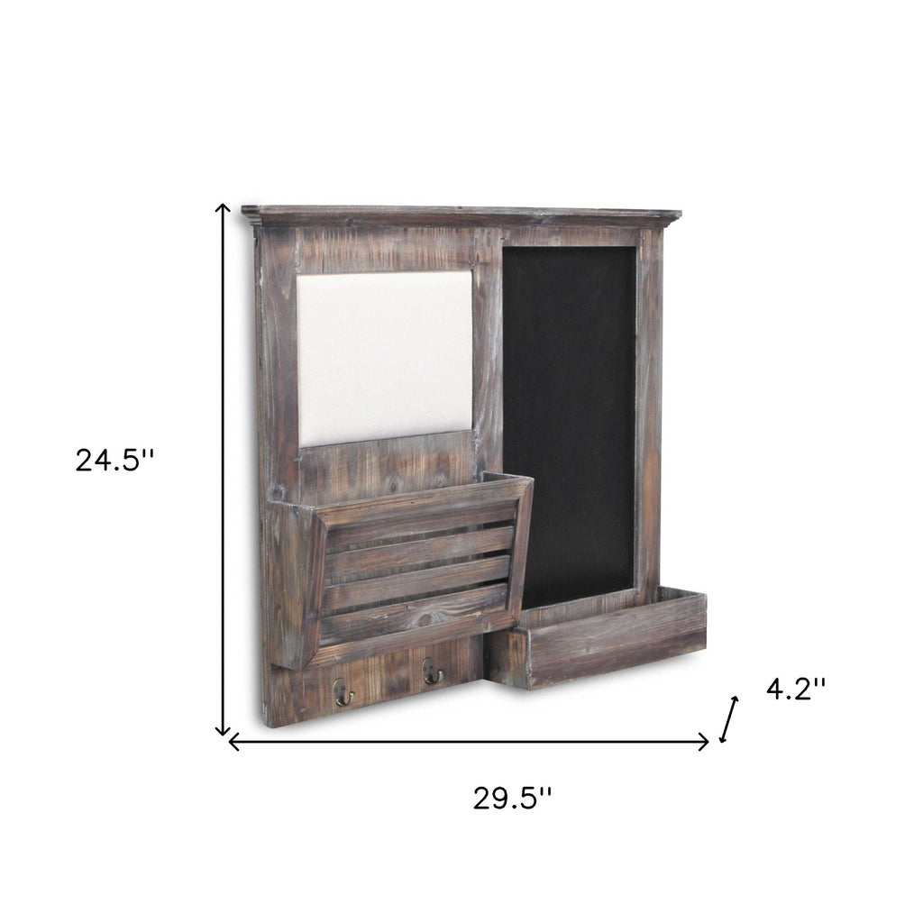 Gray Wooden Wall Chalkboard With Side Storage Basket