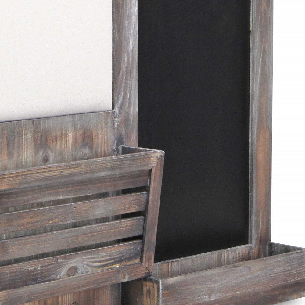 Gray Wooden Wall Chalkboard With Side Storage Basket