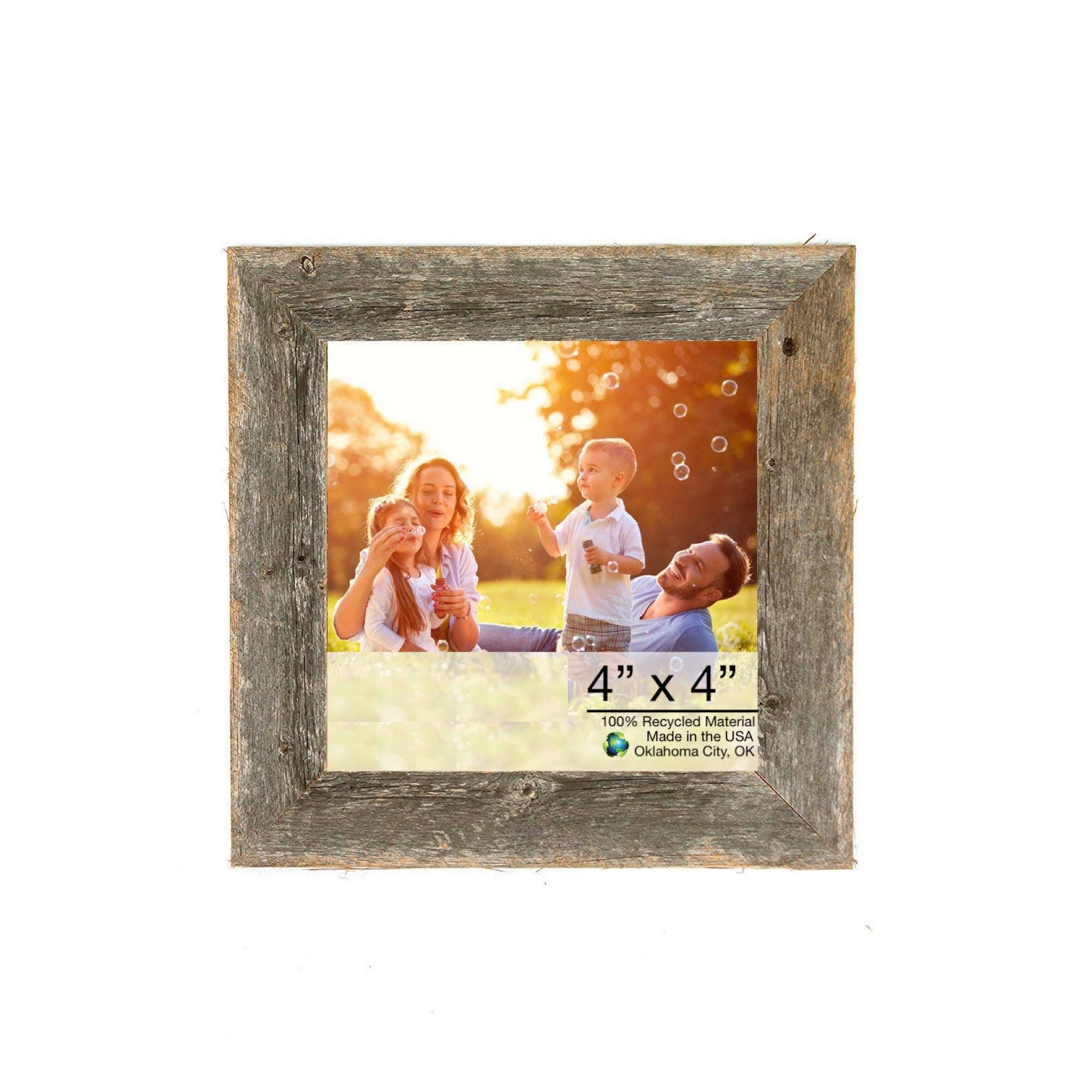 LuxxHomes  4" X 4" Natural Weathered Gray Picture Frame