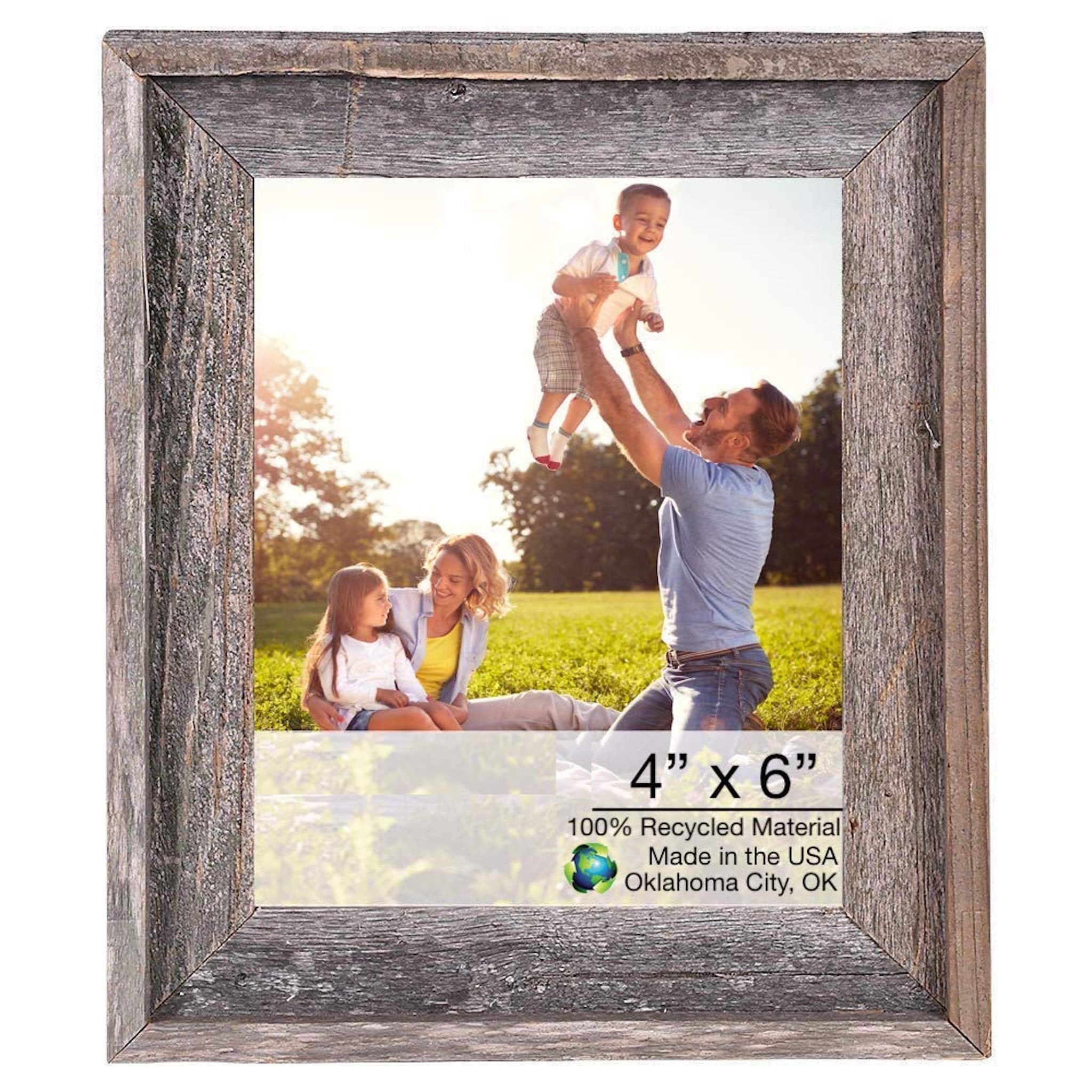 LuxxHomes  4" X 6" Natural Weathered Gray Picture Frame