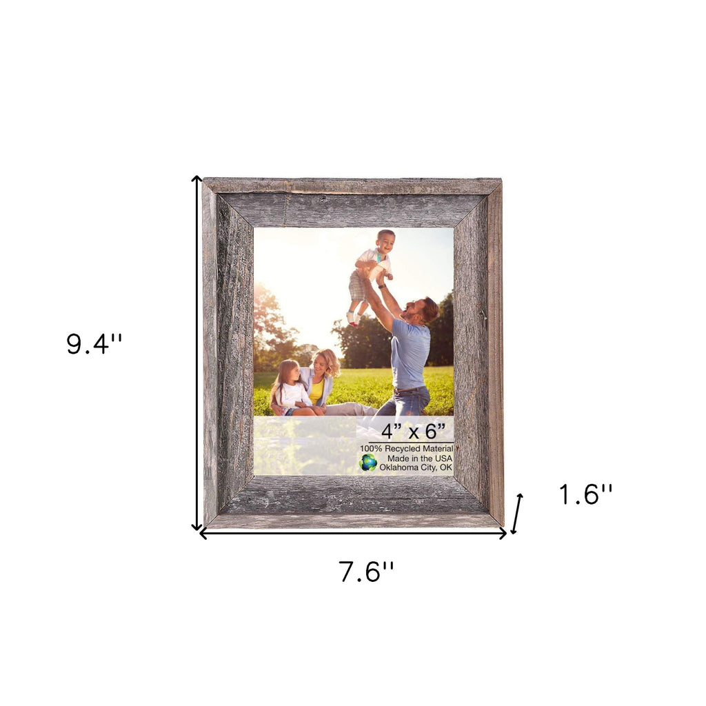 LuxxHomes  4" X 6" Natural Weathered Gray Picture Frame