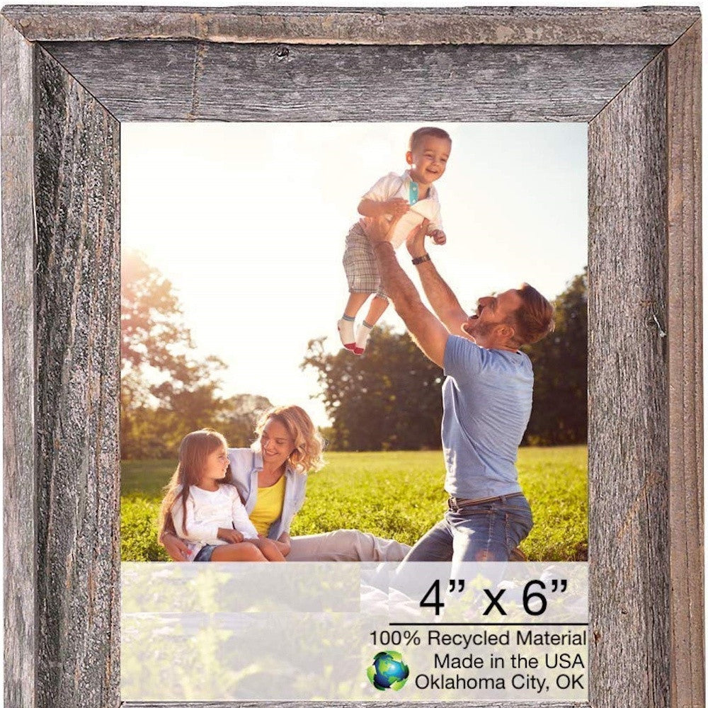 LuxxHomes  4" X 6" Natural Weathered Gray Picture Frame