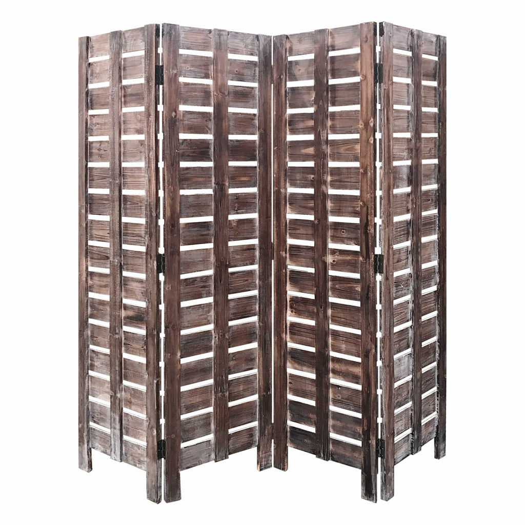 72" Brown Folding Four Panel Screen Room Divider