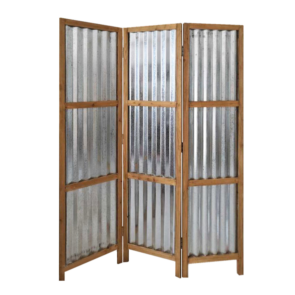 72" Brown Folding Three Panel Screen Room Divider