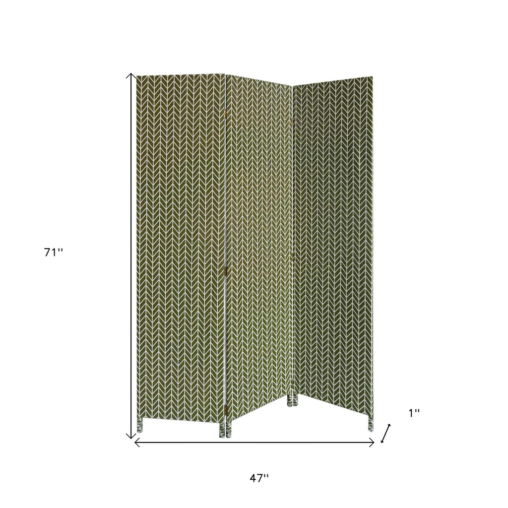 3 Panel Green Soft Fabric Finish Room Divider